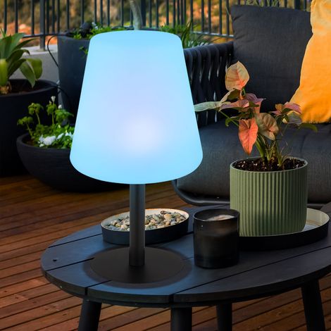 Lampade solari per tavolo da esterno Lampada da tavolo solare da balcone Lampada da tavolo solare a LED con cambio colore RGB, interruttore a gradini, i colori possono essere fissi, DxH 15 x 30 cm