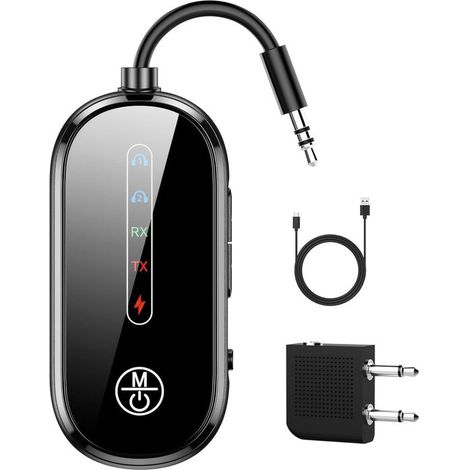 Transmetteur Bluetooth 2 en 1, Bluetooth 5.4 avec AUX 3,5 mm, adaptateur sans fil pour TV, ordinateur portable, voiture, tablette et avion (1/5)