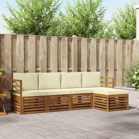 vidaXL Outdoor-Sofagarnitur mit Kissen 5 pcs Natur und Creme (1/5)