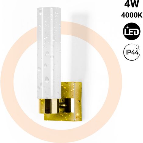 Aplique LED Tubular Para Baño - 4W - 320lm - IP44 - Dorado