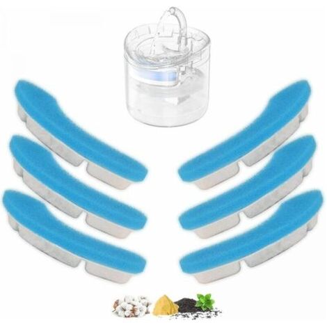 Filtre Fontaine a Eau pour Chat Améliorés Filtre Fontaine Eau Chat à Quadruple Action Filtres Remplacement 6 PCS pour Fontaines à Eau pour Chats et Chiens Automatique Silencieuse 1,8 L (1/4)