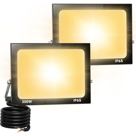 2x 300W Projecteur Exterieur LED, 30000LM Spot LED Extérieur, 3000K Blanc Froid IP66 Imperméable Spot LED, Sécurité Floodlight pour Jardin Cour Terrasse Square Usine (1/5)