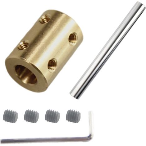 Couplage d'arbre moteur à douille rigide 6mm à 10mm 100MM arbre long en acier diamètre 10mm alésage vis d'accouplement rigide Accessoires de moteur pour pièces de bricolage (1/5)