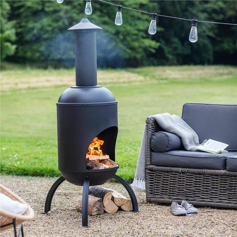 Garden Trading Sarsden Chimenea Fire Pit Black Steel Outdoor Heater (1/2)