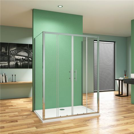 140cm Schiebetür mit 76x76cm Seitenwand H.190cm 5mm ESG Glas U-Form Duschkabine Duschabtrennung U-kabinen (1/5)