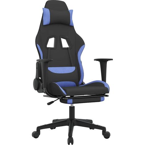 Maison Exclusive - Sedia da Gaming con Poggiapiedi Nero e Blu in Tessuto (1/5)