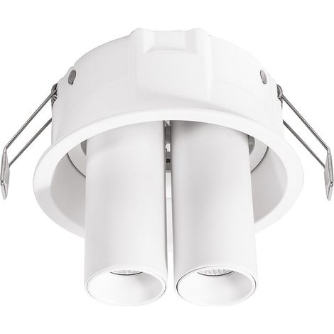 Spot Encastrable Orientable Gfa 2X8W Led 3000K Avec Double Spot Indépendant, Finition Blanc Satiné, Ip20, Classe Ii - Gealuce (1/3)