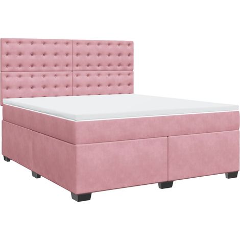 Maison Exclusive - Giroletto a Molle con Materasso Rosa 180x200 cm in Velluto