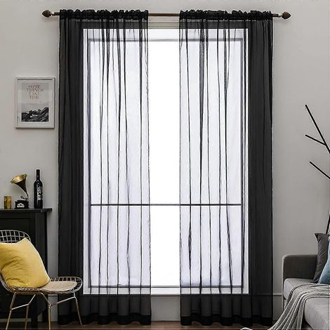 Décorations Rideaux semi-transparents en voile, à œillets au dos (1/5)