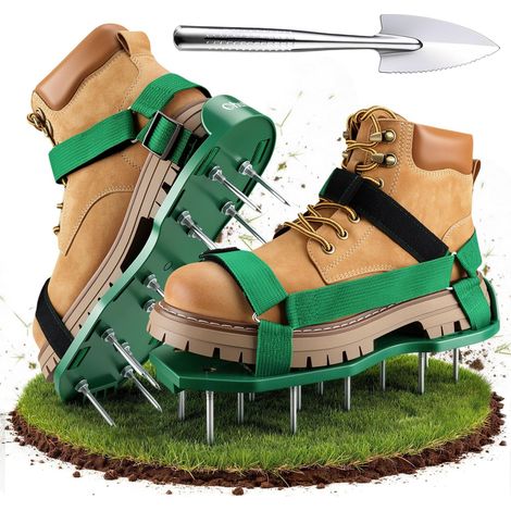 1 Paire Sandales Aérateur Pelouse, Semelle Clous Acier, Sangle Velcro Réglable, Jardinage Gazon (1/5)