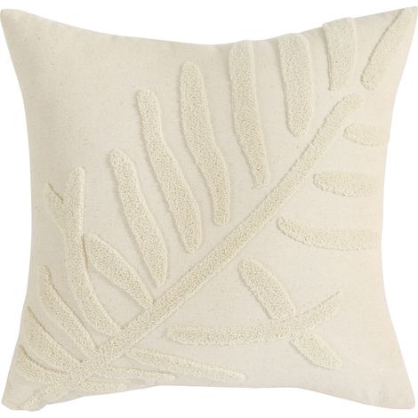 Lot de 2 Taies d'Oreiller Brodées Fleur de Jardin 45x45cm, Housses de Coussin Élégantes pour Salon, Chambre et Maison Beige (1/4)