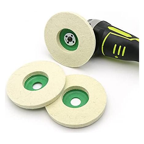 Juego de 3 discos de pulido de fieltro de lana de 90 mm para amoladora angular (verde) (1/5)