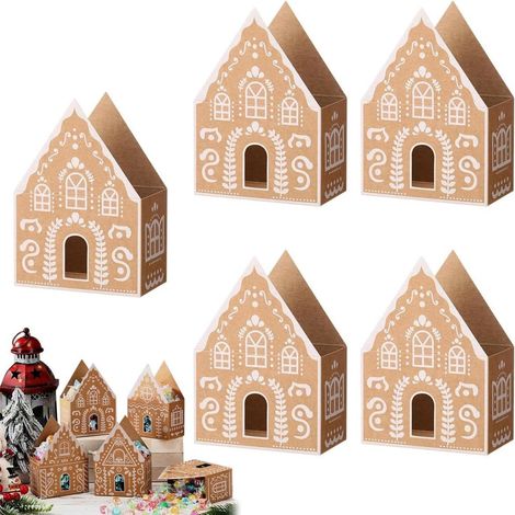 Boîte À Bonbons Noël - Boîte En Carton Rigide Forme De Maison - Pour Cookies Et Petits Cadeaux - 48 Pièces (1/5)
