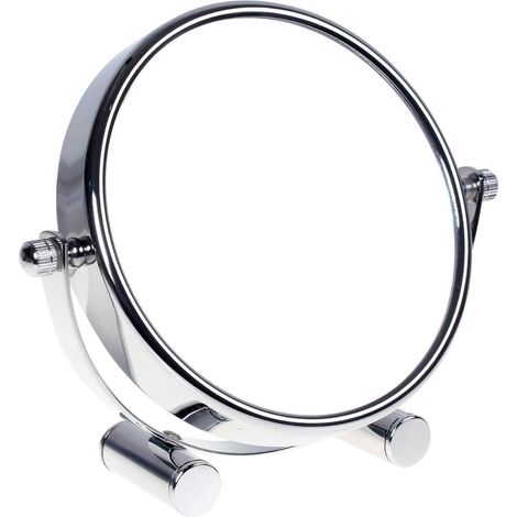 1 Miroir cosmétique rotatif 360°, double face grossissant x10, métal chromé pour salle de bain