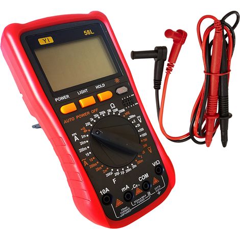 Tester multimetro digitale con puntali misuratore tensiore corrente YI-58L (1/3)