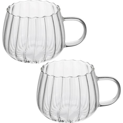 Verre À Lait - Verre En Verre Transparent - Pour Café Et Petit-Déjeuner - 11 5 X 8 X 7 Cm - Lot De 2 (1/5)