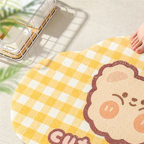 Tapis de salle de bain/chambre, tapis de salle de bain/toilettes antidérapant, tapis d'entrée absorbant, motif ours mignon, 40 x 60 cm (1/5)