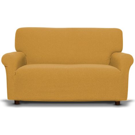 Copridivano New York Ocra Elasticizzato, Antigraffio, per Divani con Braccioli, Telo Divano Universale, Made in Italy Divano 5 posti cm. 350-420 (1/5)