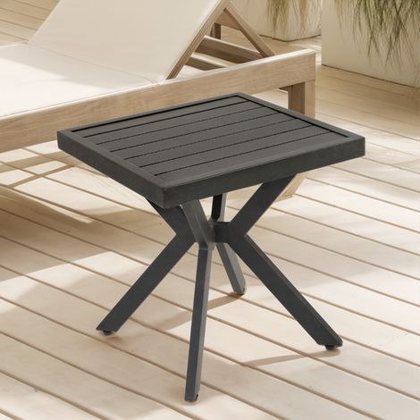 Table de jardin 45x45x47 cm, table d'appoint carrée en aluminium, facile d'entretien et résistante aux intempéries, convient pour terrasse, jardin, piscine - Noir (1/5)