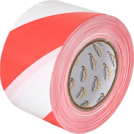 KesTek Absperrband Warnband Sicherheitsband Markierungsband 250m Rot Weiß 80mm (1/3)