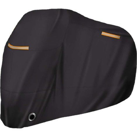 Schwarze Fahrradabdeckung aus Polyester (220 x 95 x 110 cm, L), UV-Schutz, staub- und regendicht, mit Öse für ein Schloss, geeignet für Mountainbikes