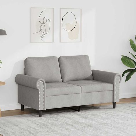 Canapé à 2 places Gris clair 120 cm Velours (1/5)