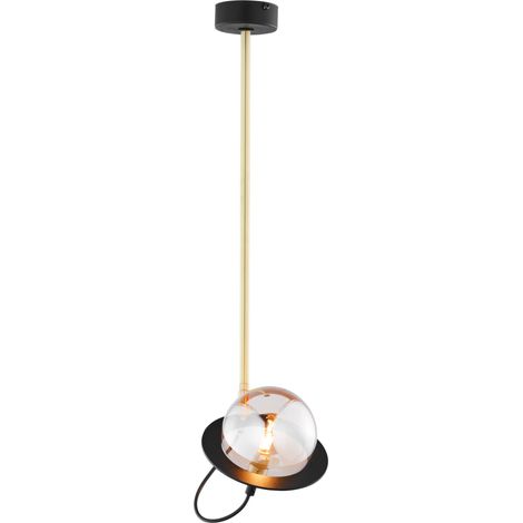 Lampada a sospensione moderna nero-oro sfera ambra G9 (1/4)