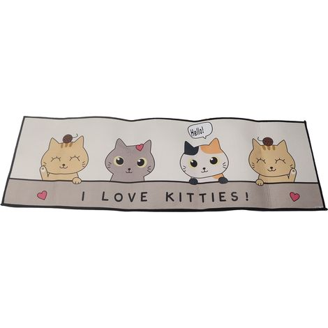 Tapis antidérapant confortable motif chaton, coussin de sol pour cuisine salon entrée salle de bain, 40x120cm (1/5)