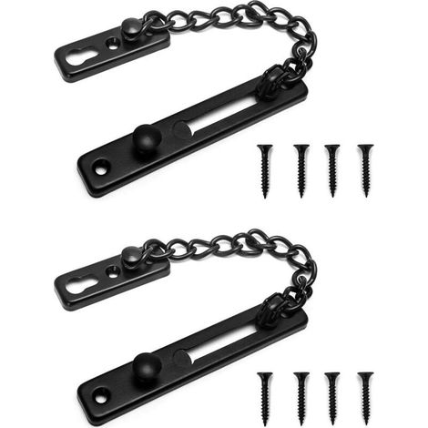 Lot de 2 Chaîne de verrouillage, Acier inoxydable, Serrure à ressort, Sécurité antivol, Porte intérieure (1/5)