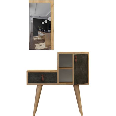 Aparador,100% Tablero de aglomerado rechapado en melamina, Color Roble
Oscuro  Concrete