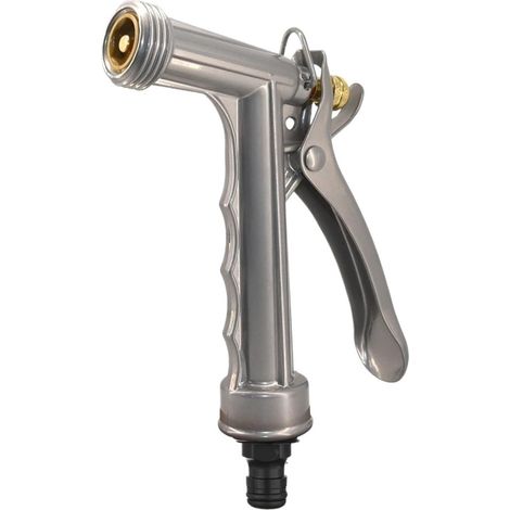 Lance d'arrosage réglable de 5,5 pouces en alliage de zinc, avec poignée avant filetée — Idéale pour l'arrosage des plantes, le lavage de voiture et la douche des animaux. (1/5)
