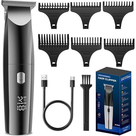 Elektrischer Haarschneider für Herren mit Zubehör, kabellos und per USB-C wiederaufladbar, mit 6 Aufsteckkämmen, Geschenk für Männer