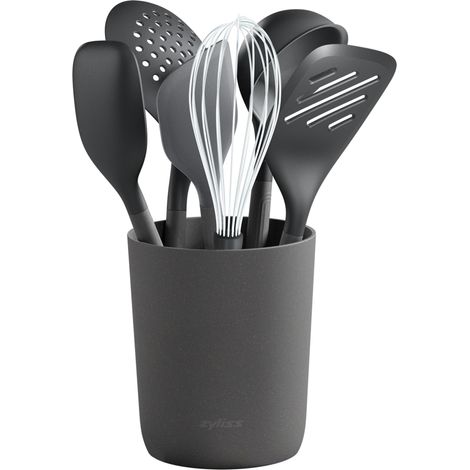 7 PCS Pot à Ustensiles de Cuisine en Silicone Durables, Anti-Rayures (1/5)