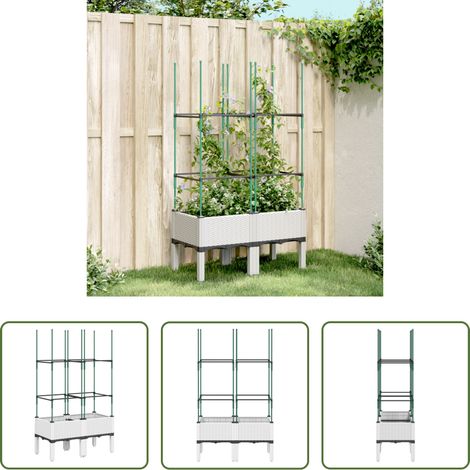 Treillis - Jardinière avec treillis blanc 80x40x142,5 cm PP (1/5)