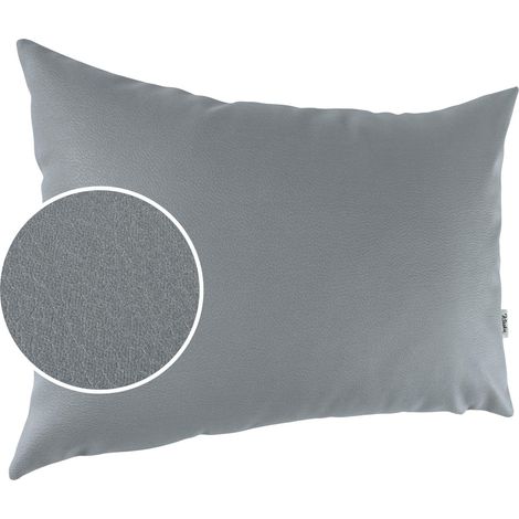 Housse de Coussin décorative en Cuir synthétique pour canapé Gris Clair 30 x 50 cm sans Rembourrage (1/5)