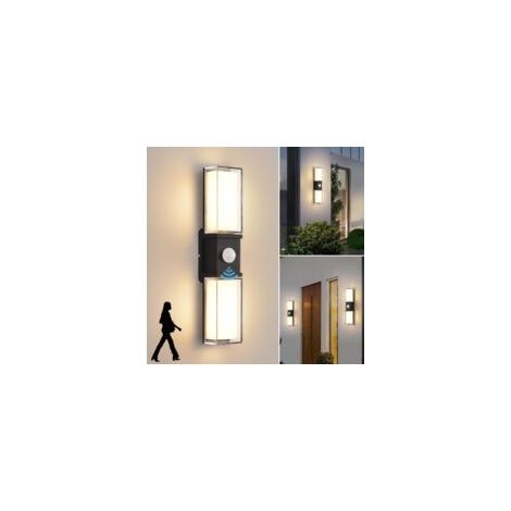 Applique murale LED 12W avec détecteur de mouvement – Éclairage étanche IP65 – Lumière blanche chaude 3000K – Design moderne pour intérieur et extérieur (1/5)