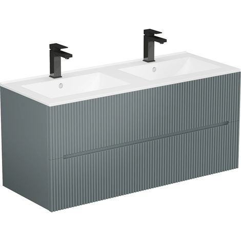 Mobile per bagno scanalato sospeso con lavabo da incasso e rubinetto 120 cm Grigio - PAVANI (1/5)