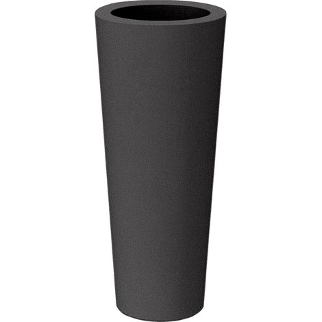 FICUS 80 Vaso rotondo e alto per interni ed esterni per piante e fiori Molto resistente al passare del tempo. Realizzata in polietilene in Spagna - Grigio