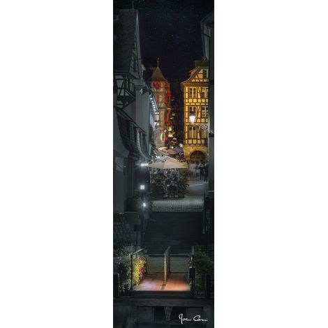 Tableau sur toile impasse de la grande boucherie de Strasbourg 30x97 cm - Impression sur Toile Murale Décorative - Image imprimée en HD sur Toile - Toile sur Châssis en Bois FSC - Fabriqué en France (1/4)
