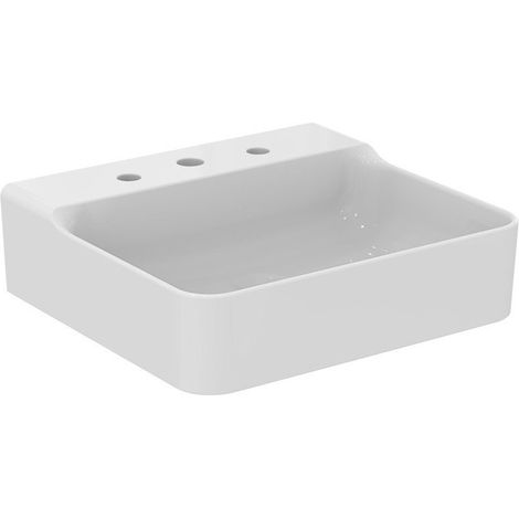 Lavabo CONCA 500x450x165mm, bianco sabbiato 3 fori, senza troppopieno IDEAL STANDARD