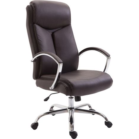 Fauteuil de bureau en synthétique marron réglable BUR10255 (1/4)