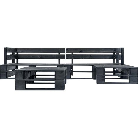 Maison Exclusive - 4-tlg. Garten-Paletten-Sofagarnitur Schwarz Ho (1/3)