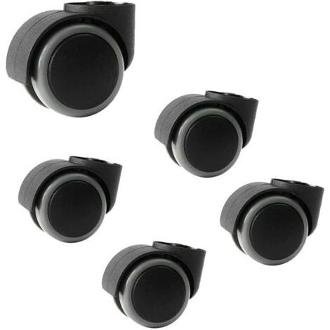 Kaelt - lot de 5 roulettes chaise bureau sans tige 50mm, polyuréthane, diamètre trou 8mm, charge 150kg, pour chaises pivotantes (1/5)