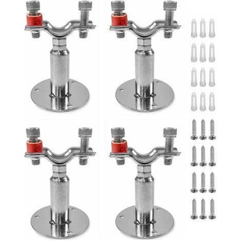 BUNTHAUS Kit de support de tuyau en acier inoxydable réglable – Compatible avec tuyaux de 2,5 cm – Options de montage au mur et au plafond – Comprend 4 supports de support, vis et chevilles (1/5)