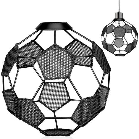 Abat-jour de lampe sur le thème du football : Abat-jour en métal ajouré à motif football - Trou de douille de 4,2 cm (1,6 pouce) - Cache-lampe décoratif en maille (1/5)