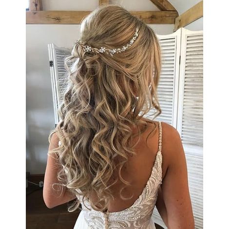 Bohemian Hair Accessory, Bridal Headband, Hair Vine Vintage Wedding Tiara with Leaves and Crystal for Women, Girls, Gold