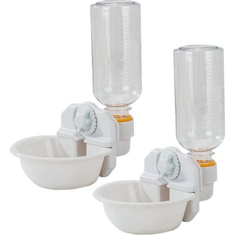 2 bouteilles de fontaine à boire suspendues amovibles, distributeur d'eau, abreuvoir, Cage pour animaux de compagnie, tasse (1/2)