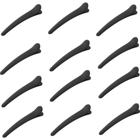 12 pinzas para el cabello negras mate, pinza grande tipo pico de pato para flequillo, 12 cm
