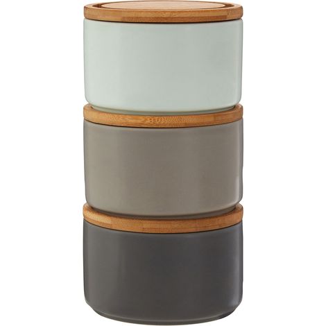 Premier Housewares Fenwick Grey/Pale Blue Storage Canisters (1/3)