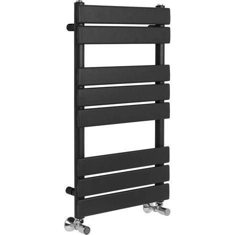 Richmond Heated Towel Rail Flat Panel Black 400mm W x 800mm HBathroom Towel Radiator